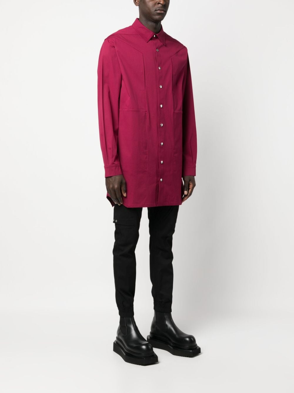 Shop Rick Owens Long-sleeve Buttoned Shirt Jacket In Pink