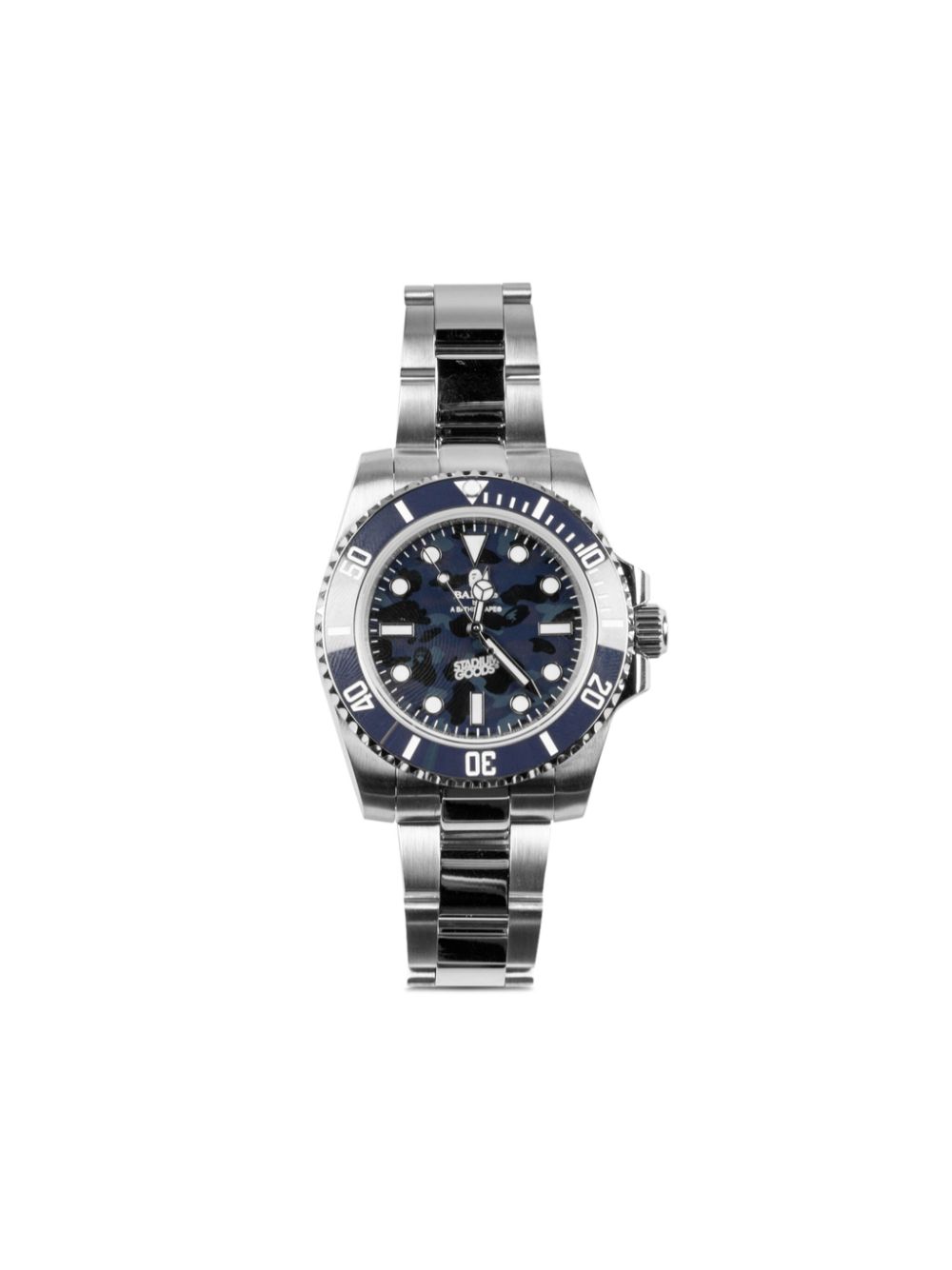 A BATHING APE x Stadium Goods Type 1 Bapex 40mm unisex Sapphire Glass stainless steel One Size Silver