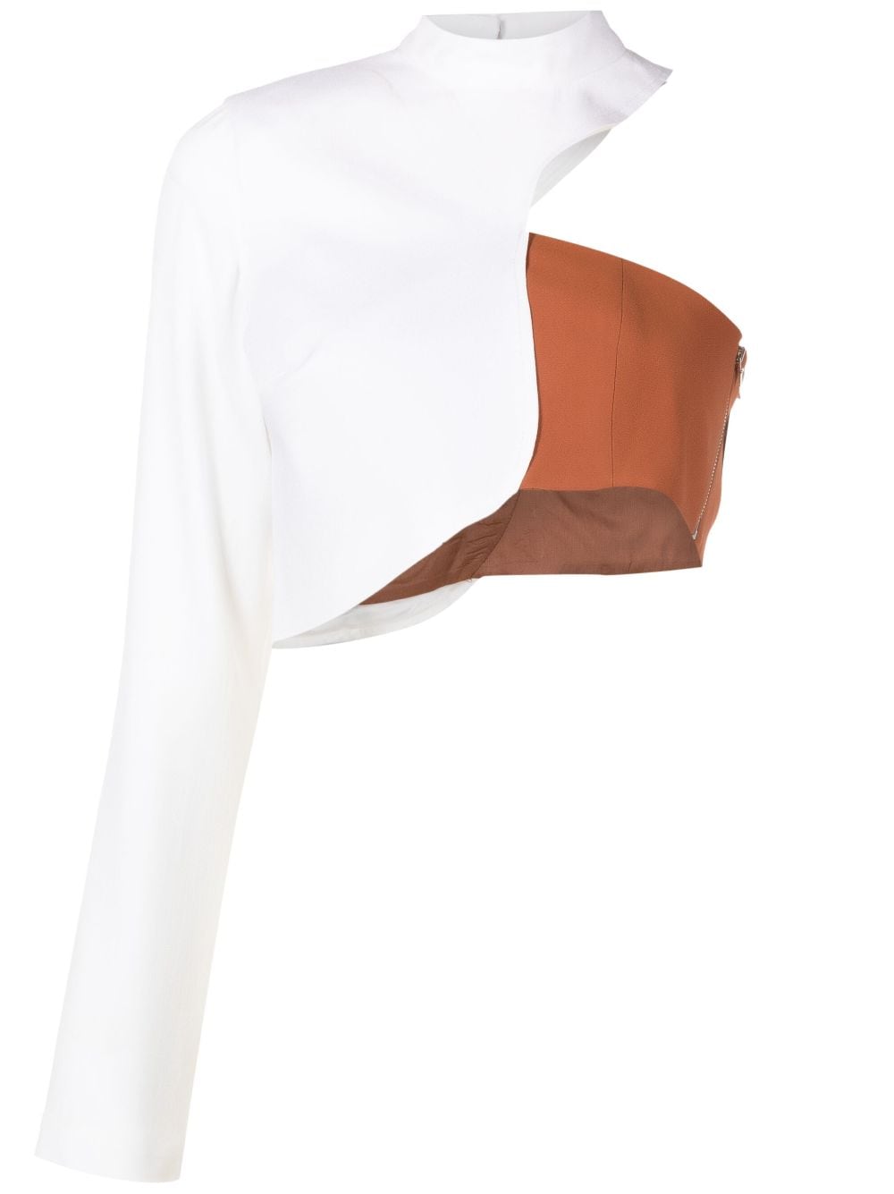 Misci Asymmetric Cropped Top In White