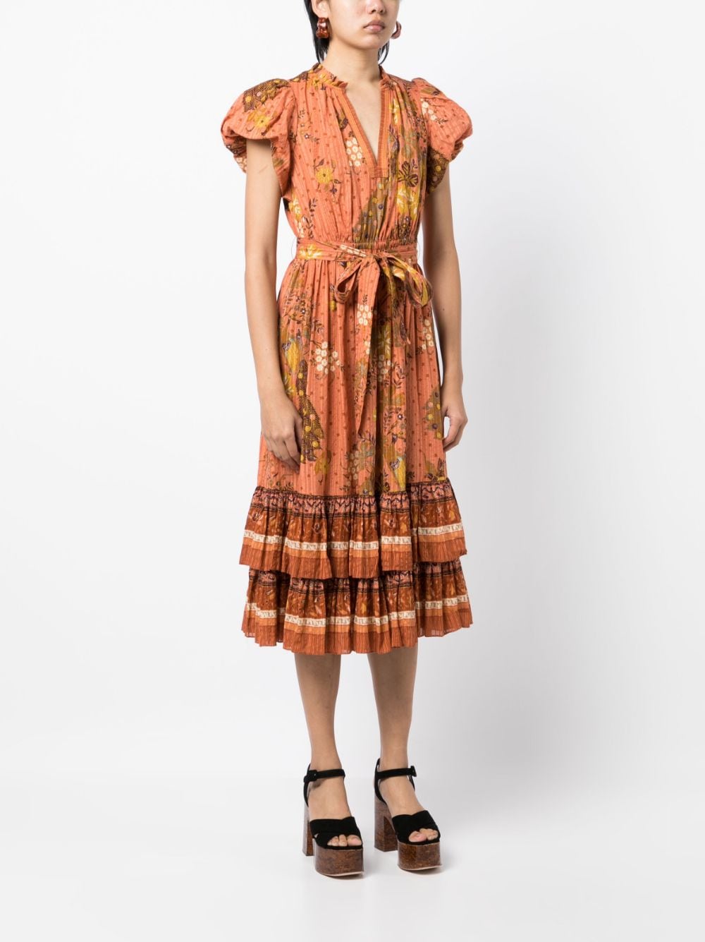 Shop Ulla Johnson Remi Fully-pleated Dress In Brown