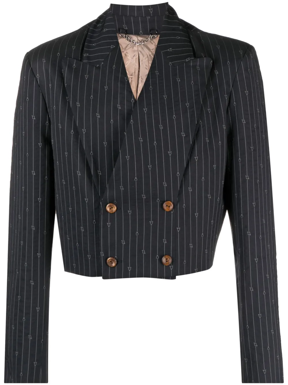 Charles Jeffrey Loverboy cropped pinstripe suit jacket - Blue
