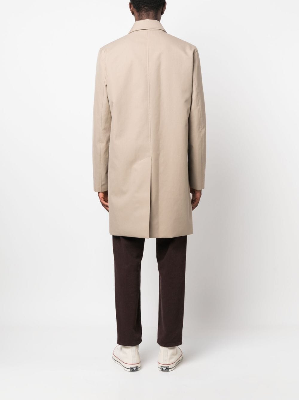 Shop Sandro Single-breasted Concealed Coat In Neutrals