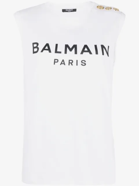 Balmain logo-print detail tank top