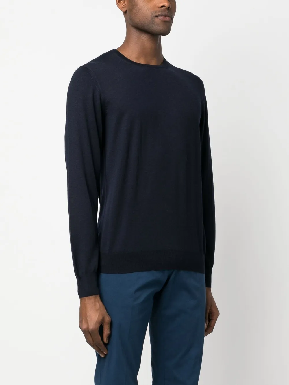 Lardini Fine-knit Ribbed-trim Jumper In Blue