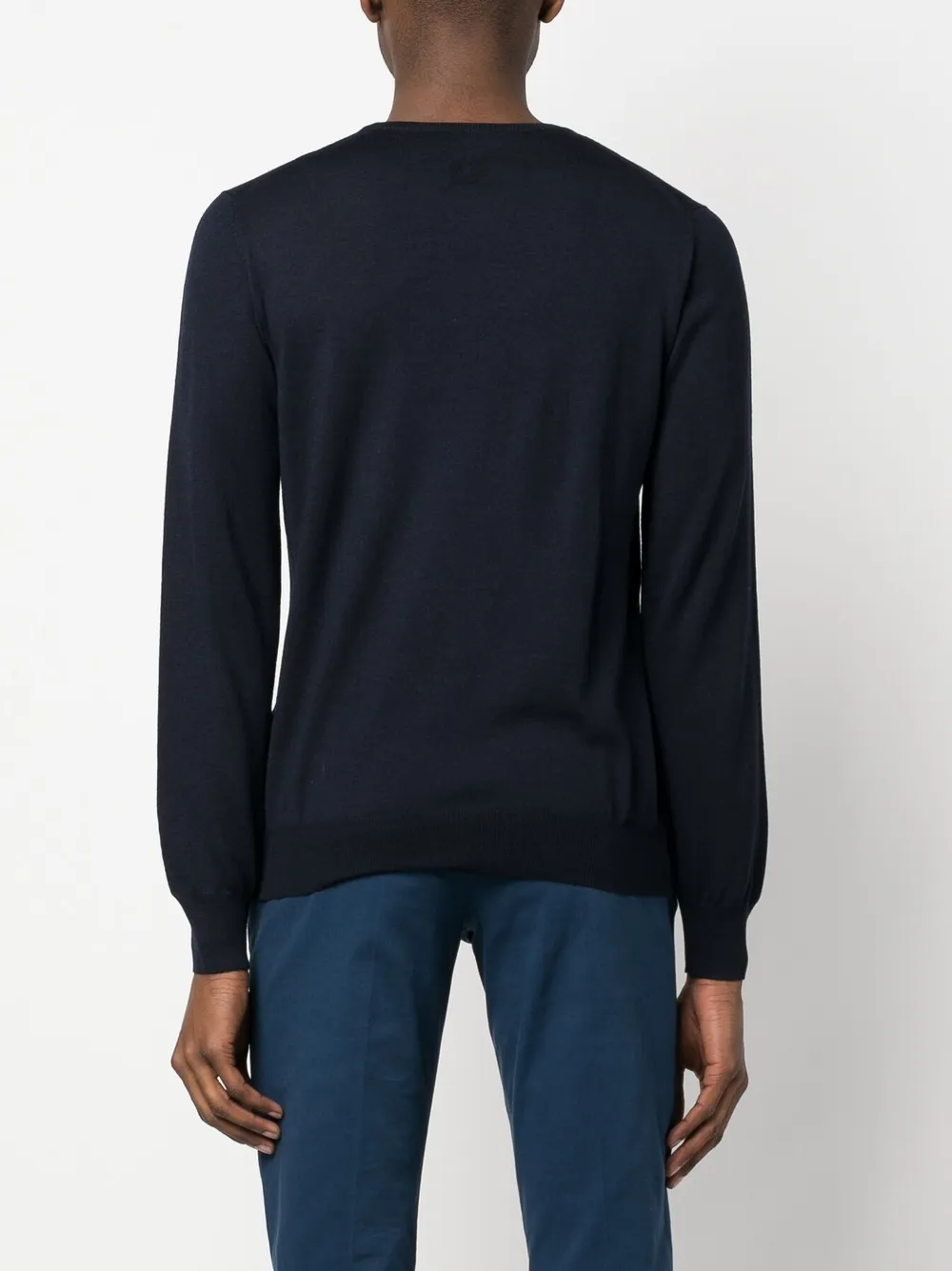 Lardini Fine-knit Ribbed-trim Jumper In Blue