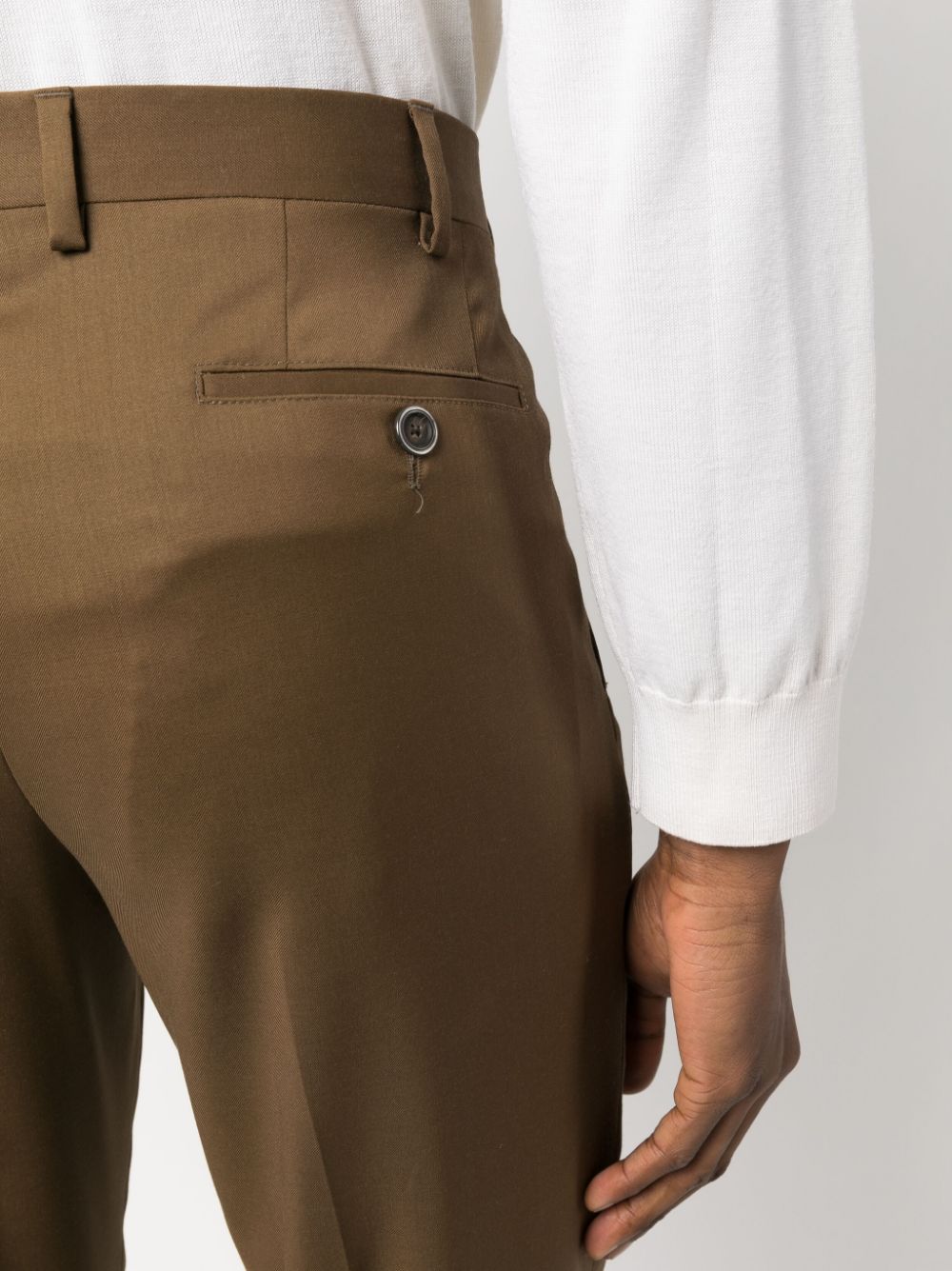 Shop Lardini Straight-leg Wool Trousers In Brown