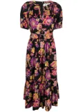 DVF Diane von Furstenberg floral-print belted-waist dress - Black