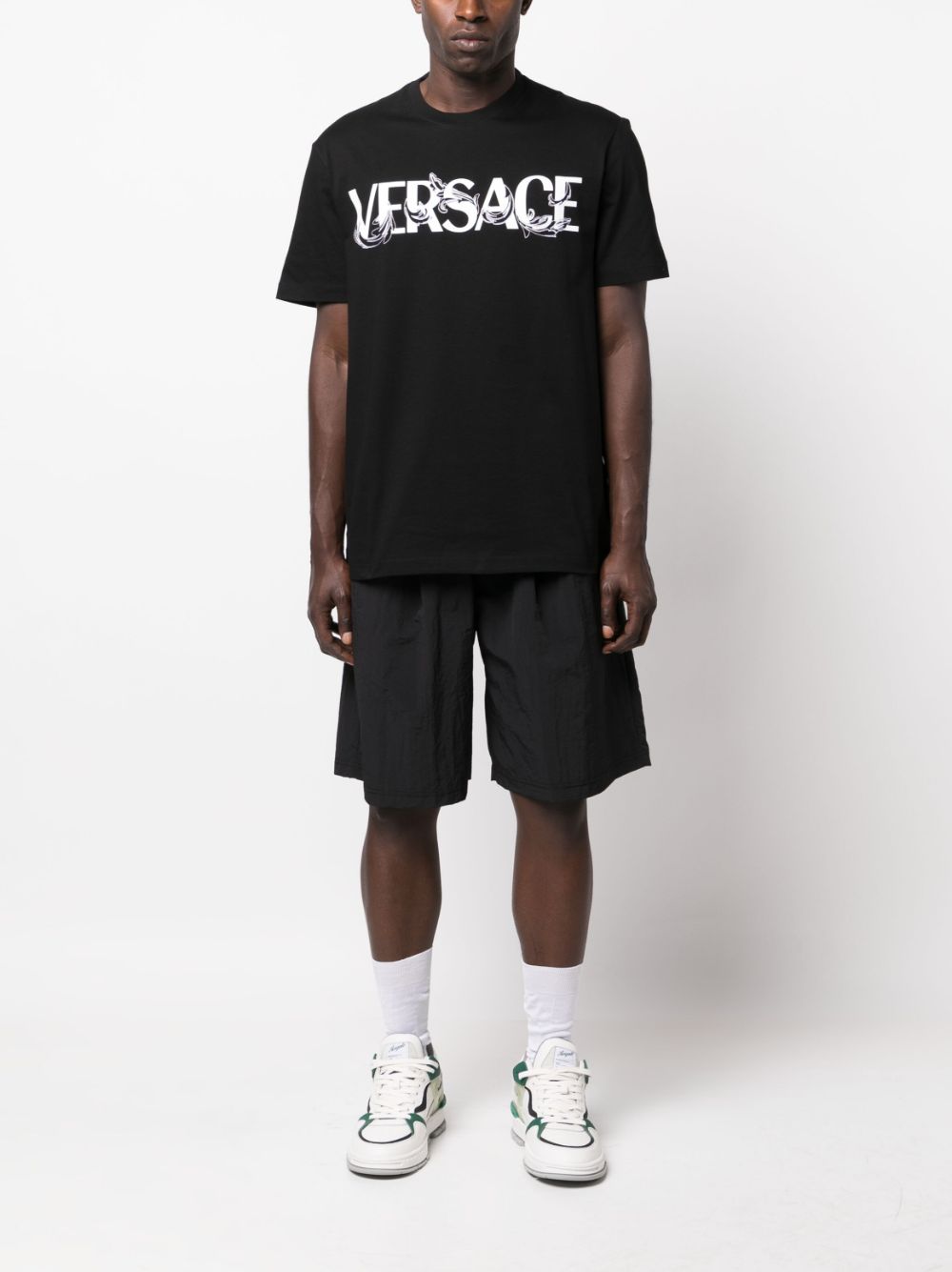 Versace Barocco Silhouette-print cotton T-shirt - Zwart