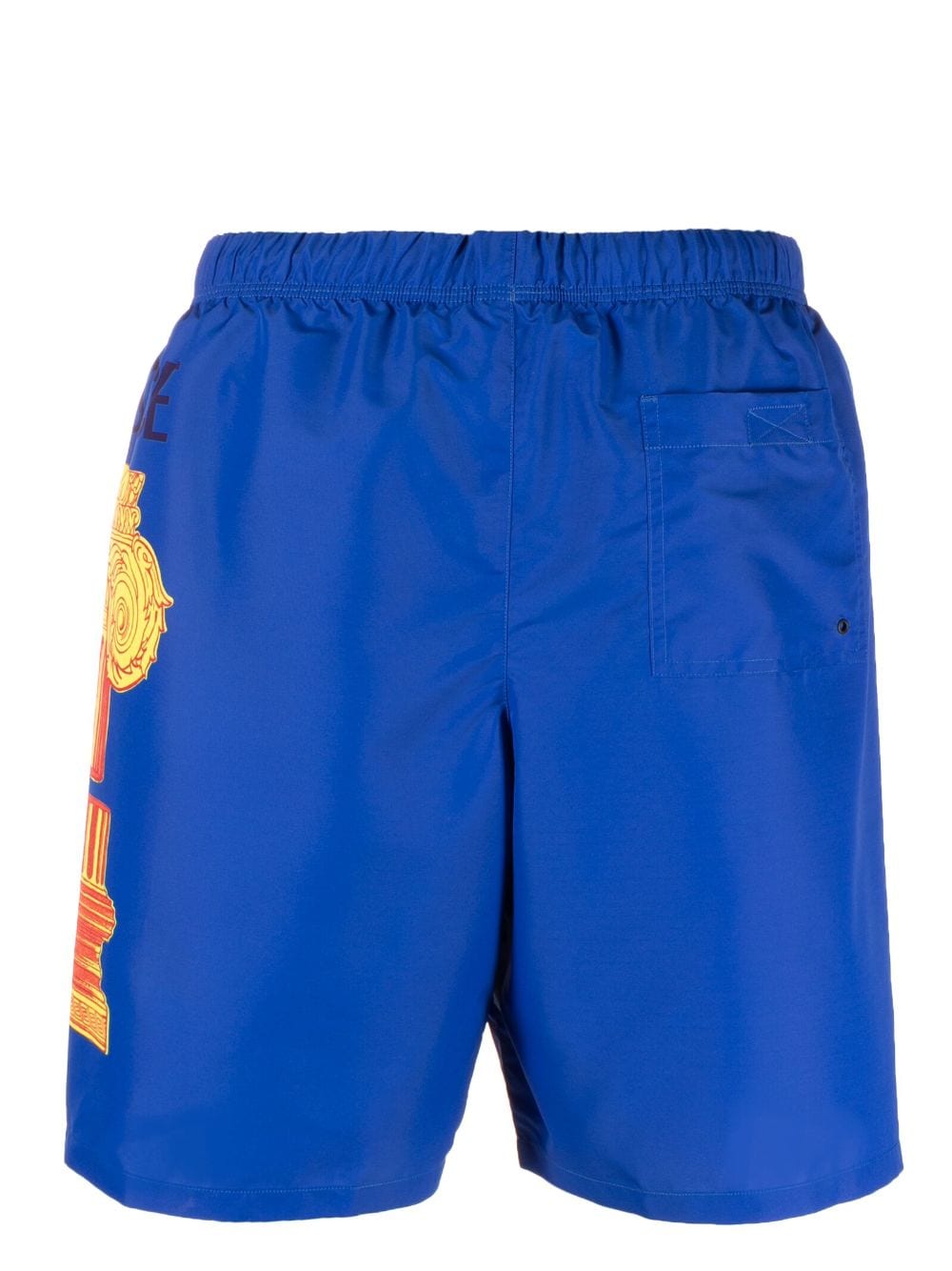 Shop Versace Colonna-print Swim Shorts In Blue