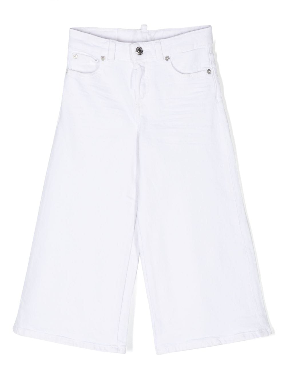 Dsquared2 Kids' Wide-leg Cotton Trousers In White