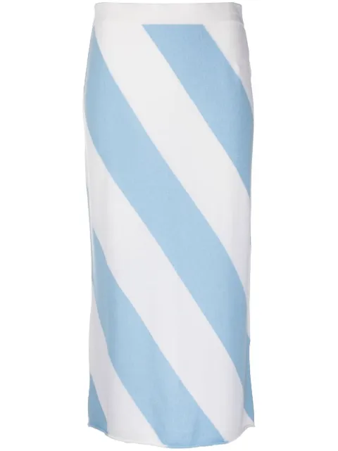 Allude stripe-print pencil knitted skirt 