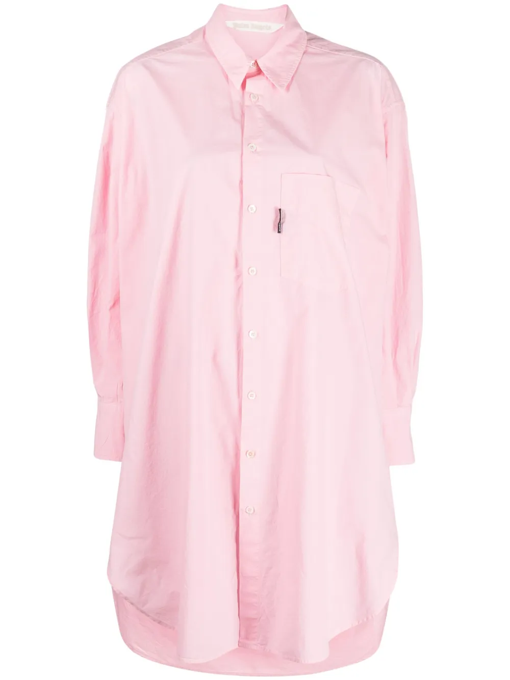 Palm Angels Mini Pink Shirt Dress With Contrasting Logo Print At The Back In Rosa