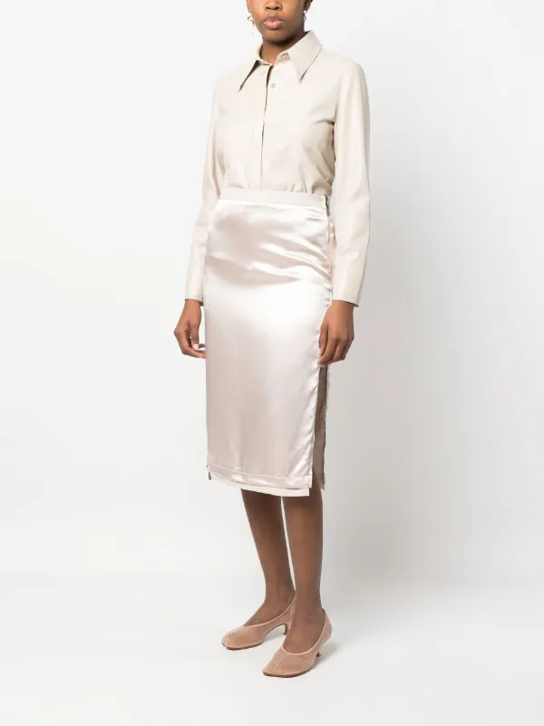 スカート FENDI Satin and gabardine skirt FENDI satin-finish Gabardine Midi Skirt | Pink | FARFETCH JO