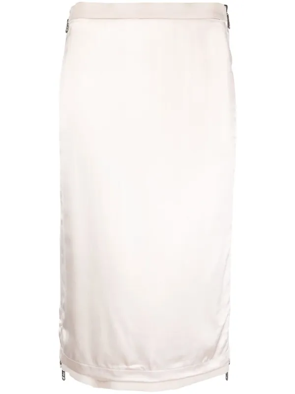 Fendi Satin-finish Gabardine Midi Skirt in Pink