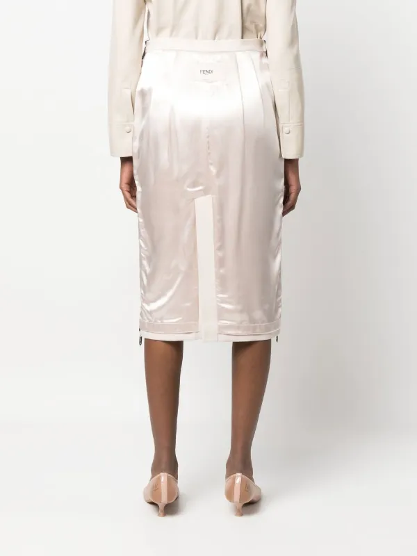 スカート FENDI Satin and gabardine skirt FENDI satin-finish Gabardine Midi Skirt | Pink | FARFETCH JO
