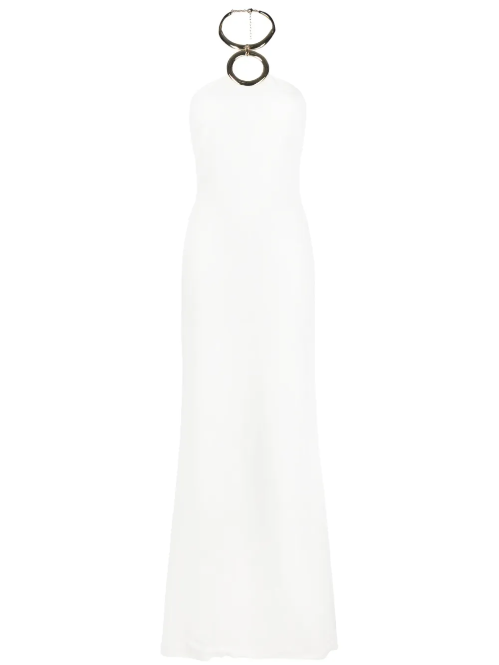 Elie Saab embellished halterneck silk gown - White