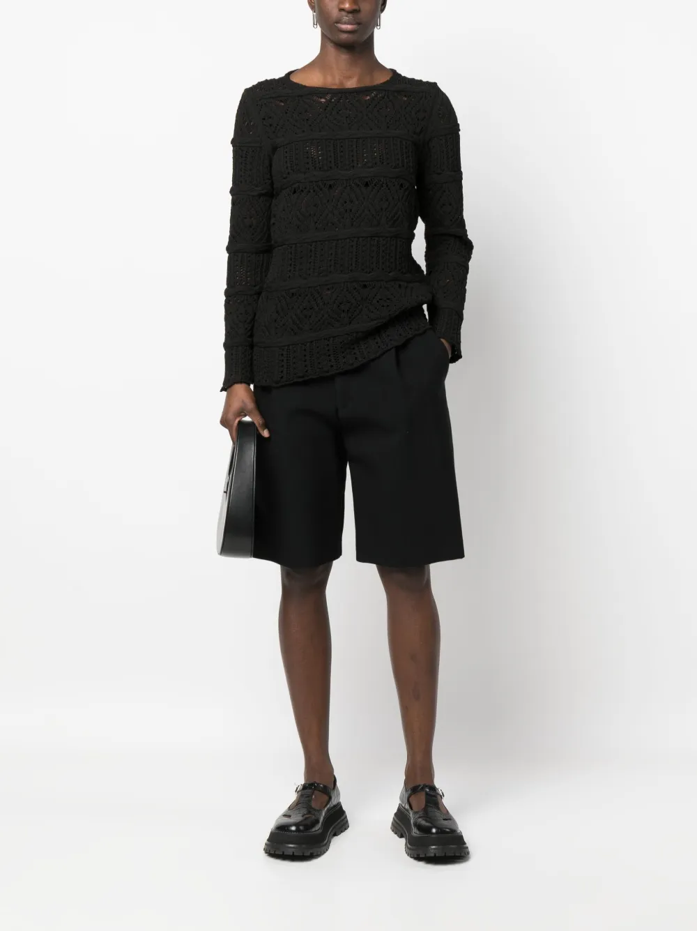 Comme Des Garçons Blouse met vlakken - Zwart