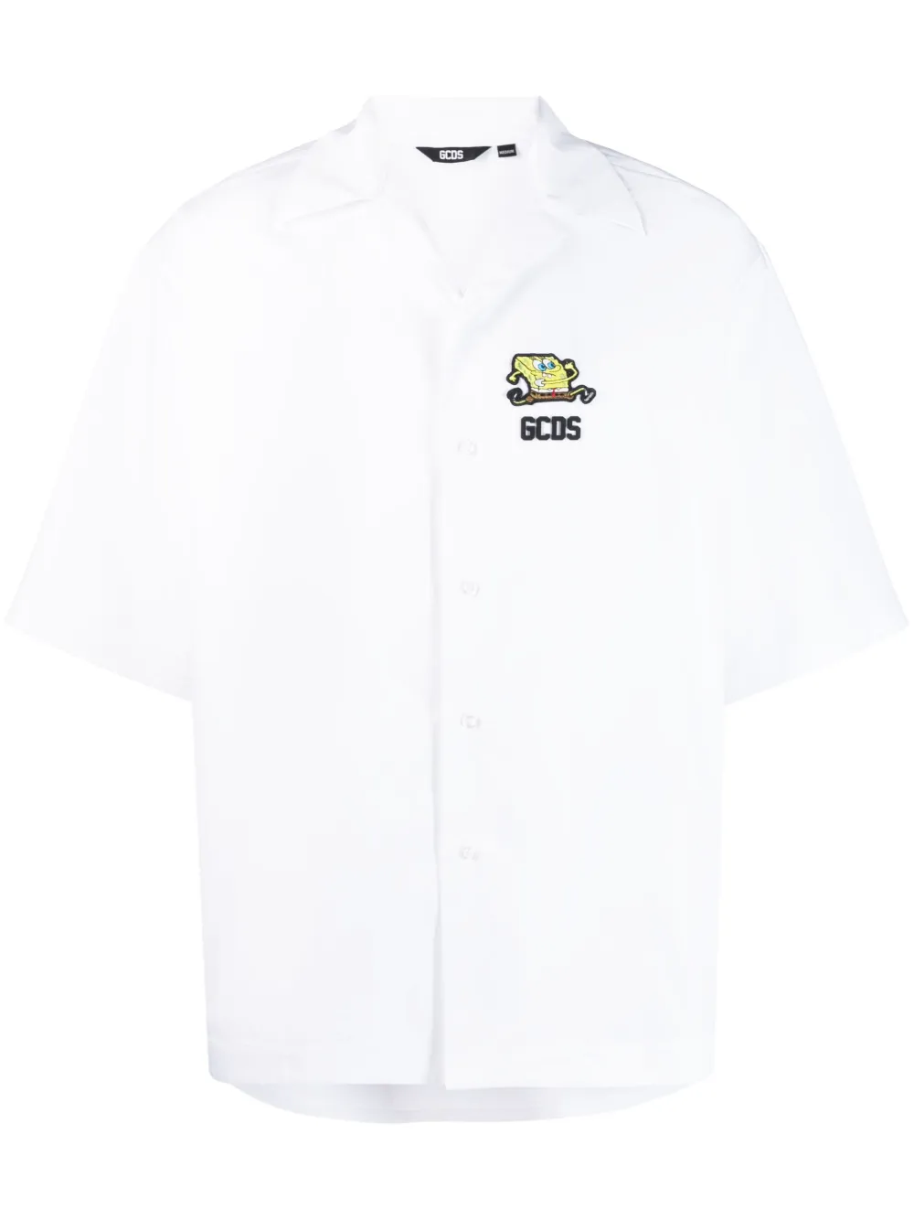 Shop Gcds Embossed-logo Short-sleeve Shirt In White