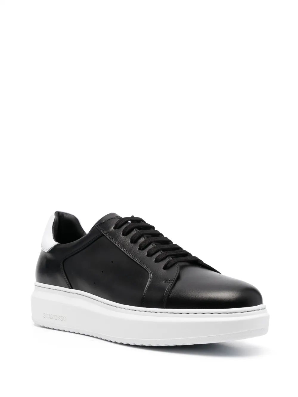 Shop Scarosso Dustin Low-top Leather Sneakers In Black