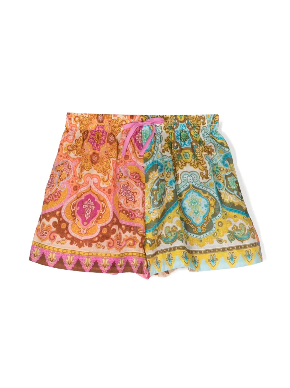 Zimmermann Halcyon Paisley Cotton Shorts In Pink