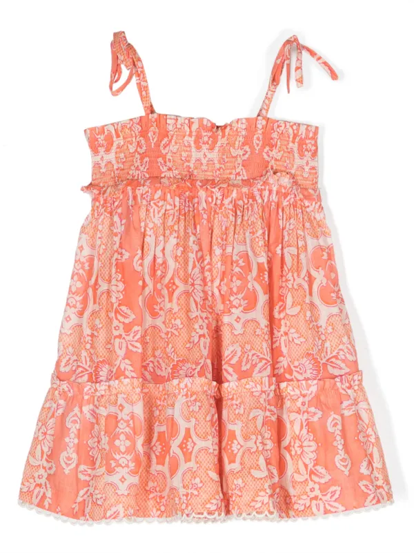 ZIMMERMANN Kids Raie shirred-effect Cotton Dress FARFETCH AU