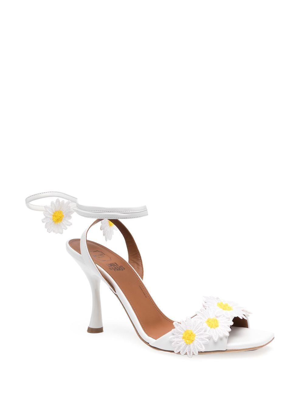 Shop Malone Souliers Floral-appliqué Mid Heel Sandals In White