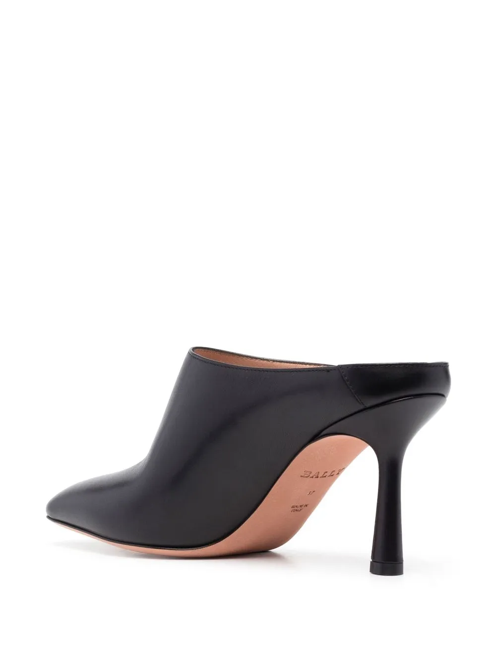 Bally Square Toe Grained Texture Mules In Schwarz