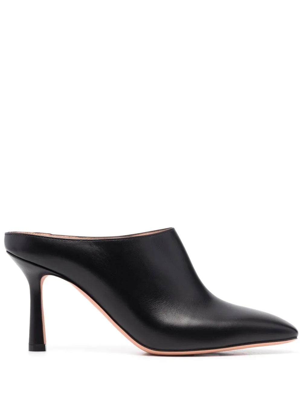 Bally Square Toe Grained Texture Mules In Schwarz