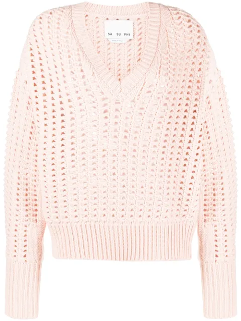 SA SU PHI open-knit V-neck jumper