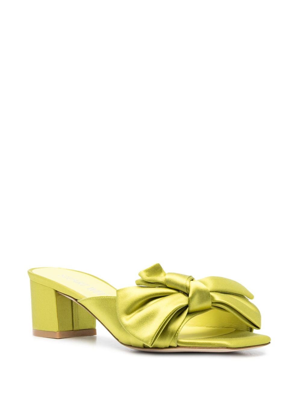 Shop Stuart Weitzman Bow-detail Leather Mules In Green