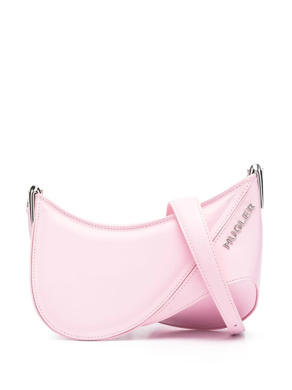 Mugler Medium Spiral Curve 01 Embossed Crossbody Bag In 粉色