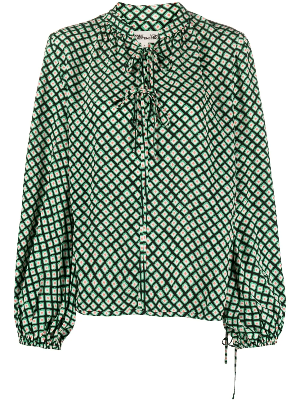 Diane Von Furstenberg Geometric-print Blouse In Black  