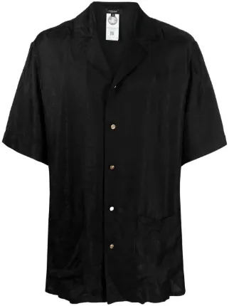 Versace brocade-effect short-sleeve Shirt | Black | FARFETCH