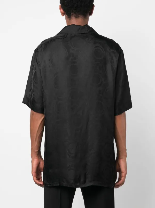 Versace brocade-effect short-sleeve Shirt | Black | FARFETCH