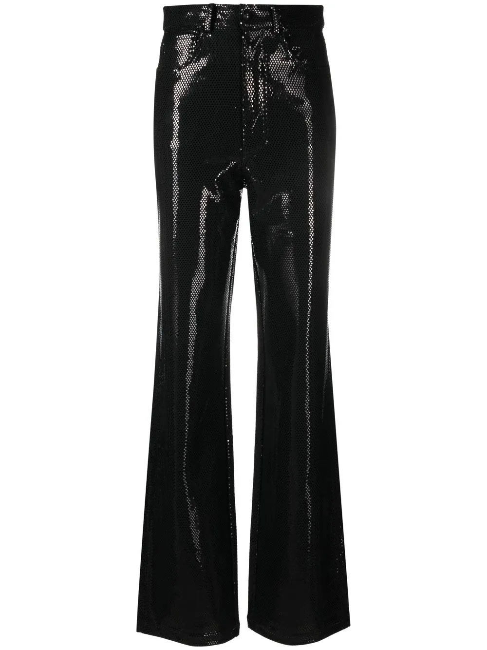 ROTATE BIRGER CHRISTENSEN FOIL JERSEY STRAIGHT-LEG TROUSERS