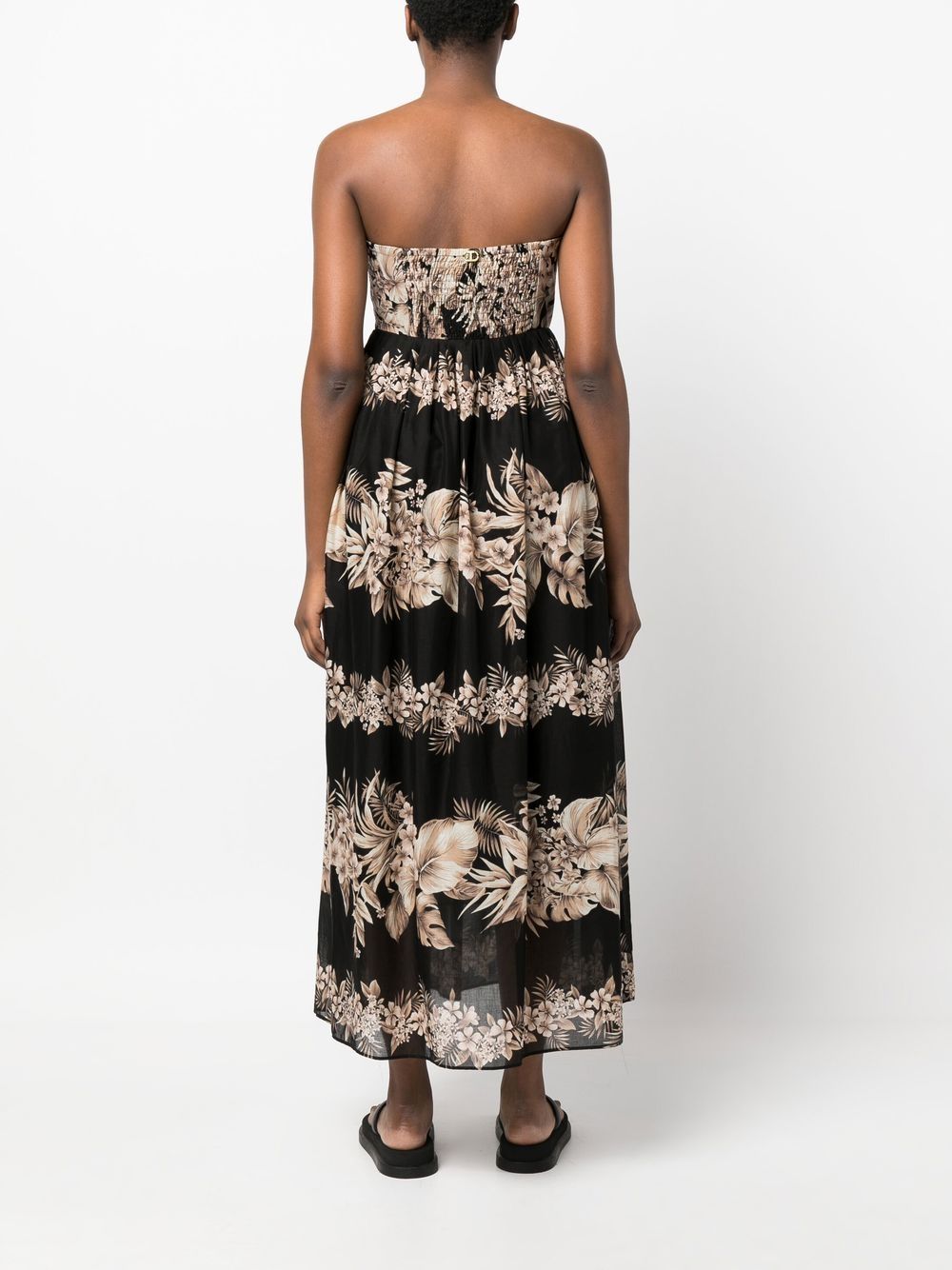 Shop Twinset Floral-print Maxi Dress In Schwarz