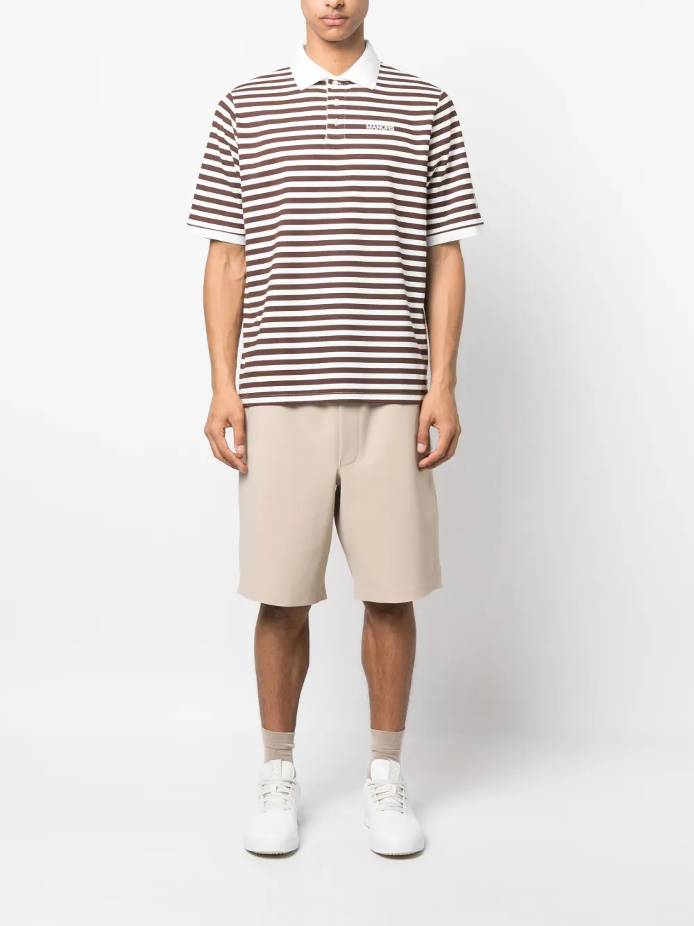 Manors Golf Gestreept poloshirt - Bruin