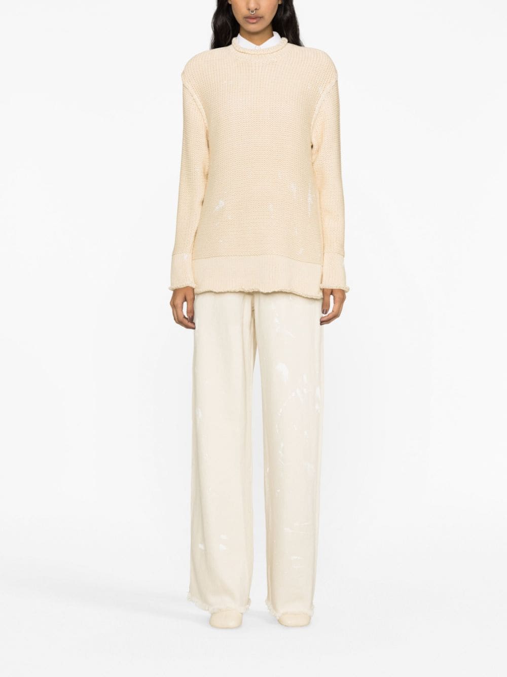 Shop R13 Rolled-hem Long-sleeve Jumper In Neutrals