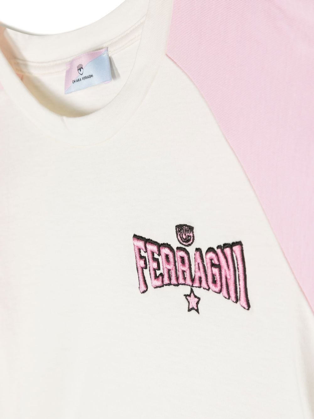 Shop Chiara Ferragni Logo-print Two-tone T-shirt In Weiss