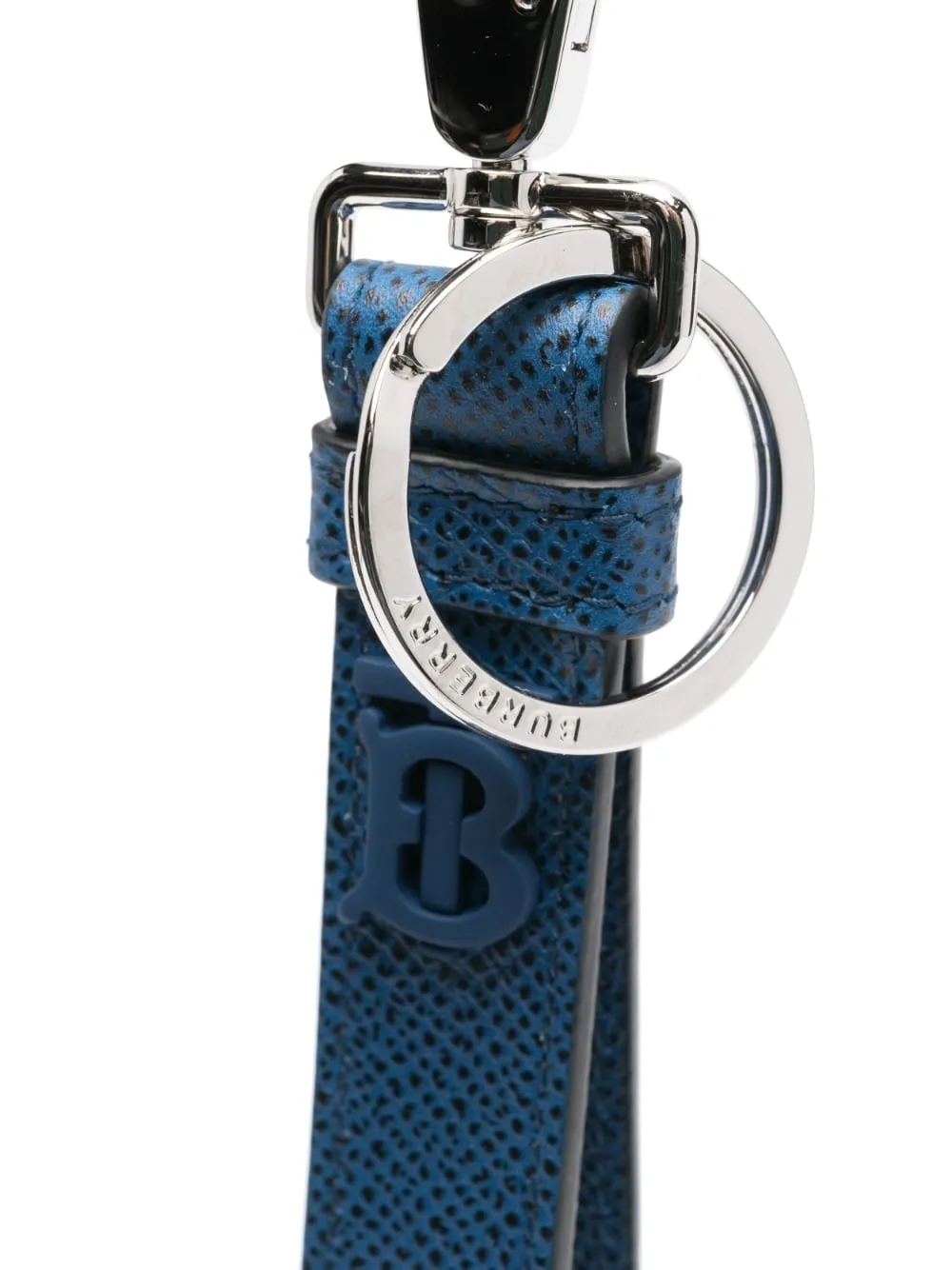 Burberry Monogram Motif Grainy Leather Key Ring In Rich Navy ModeSens