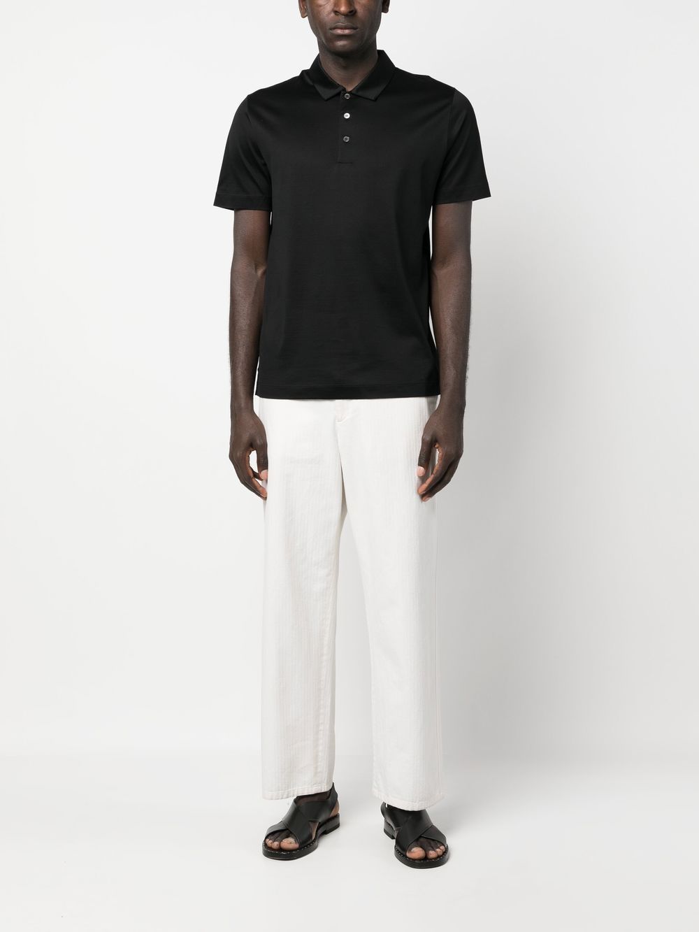 Shop Canali Short-sleeved Polo Shirt In Schwarz