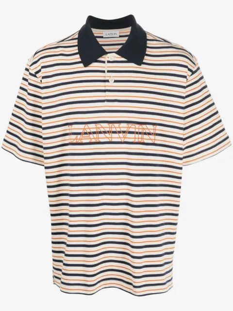 Lanvin logo-embroidered striped polo shirt
