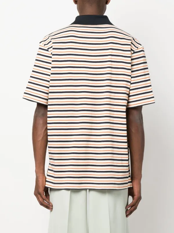 Lanvin logo-embroidered Striped Polo Shirt | Neutrals | FARFETCH