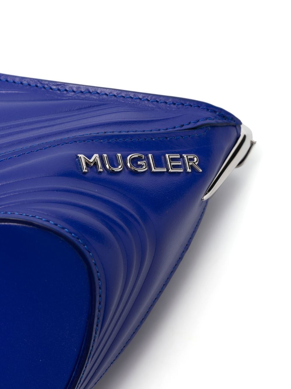 Shop Mugler Small Spiral Curve 01 Embossed Crossbody Bag In Blue