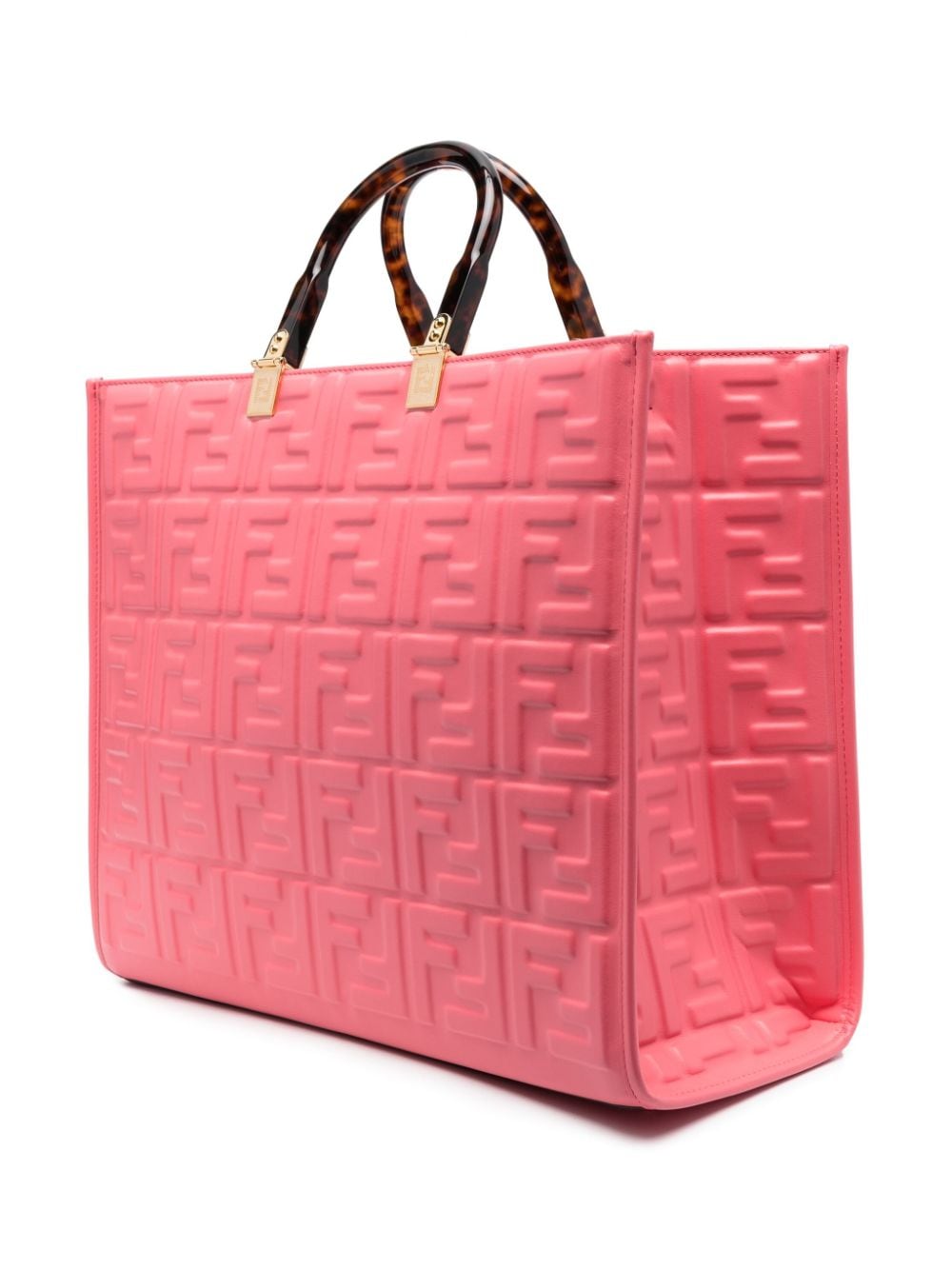 Shop Fendi Monogrammed Leather Tote Bag In Pink
