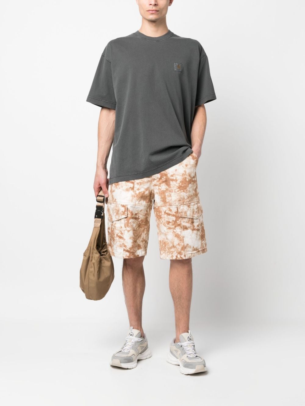 Shop Isabel Marant Bleached-effect Cargo Shorts In Brown