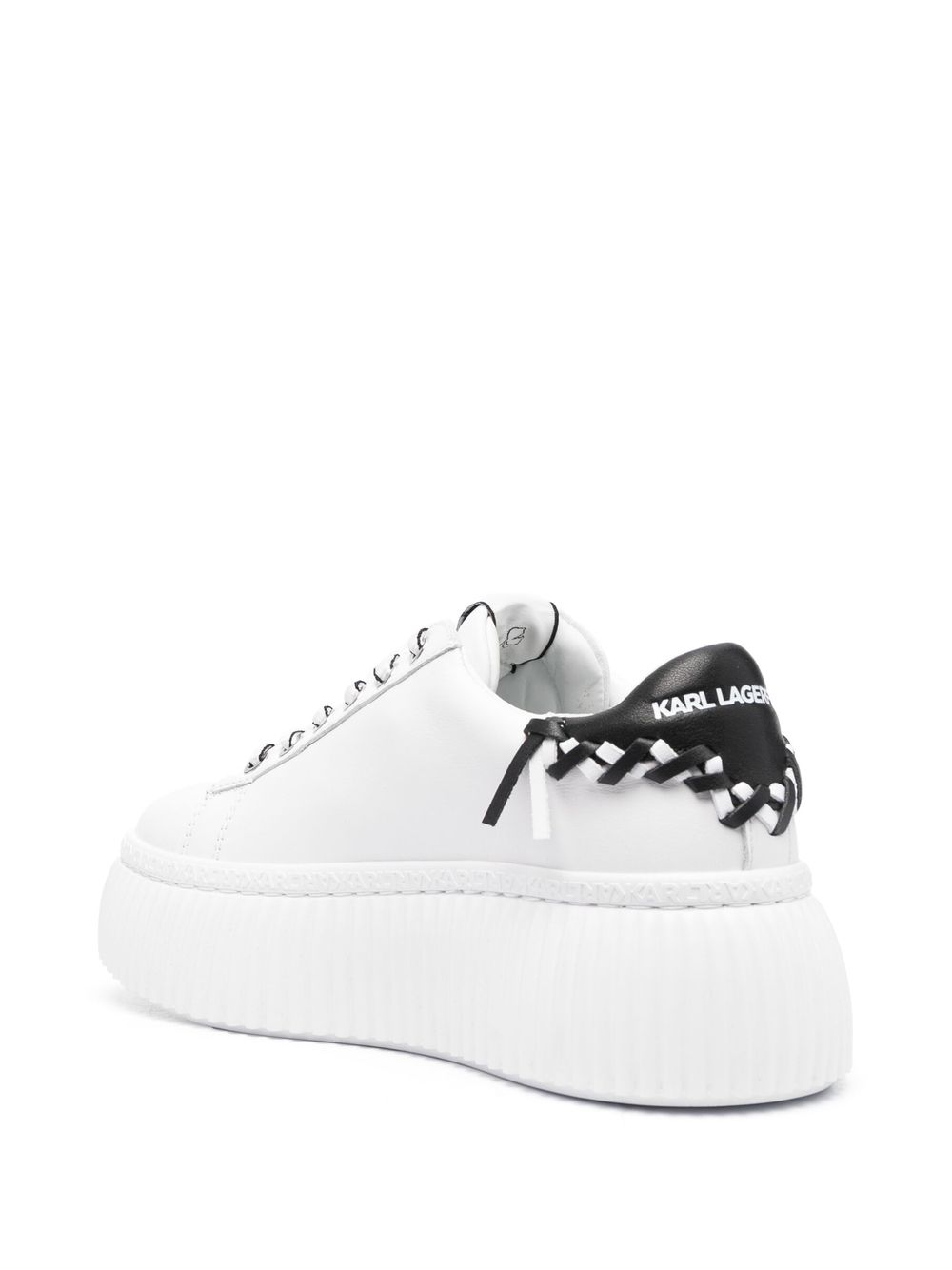 Shop Karl Lagerfeld Logo-embroidered Low-top Platform Sneakers In Weiss