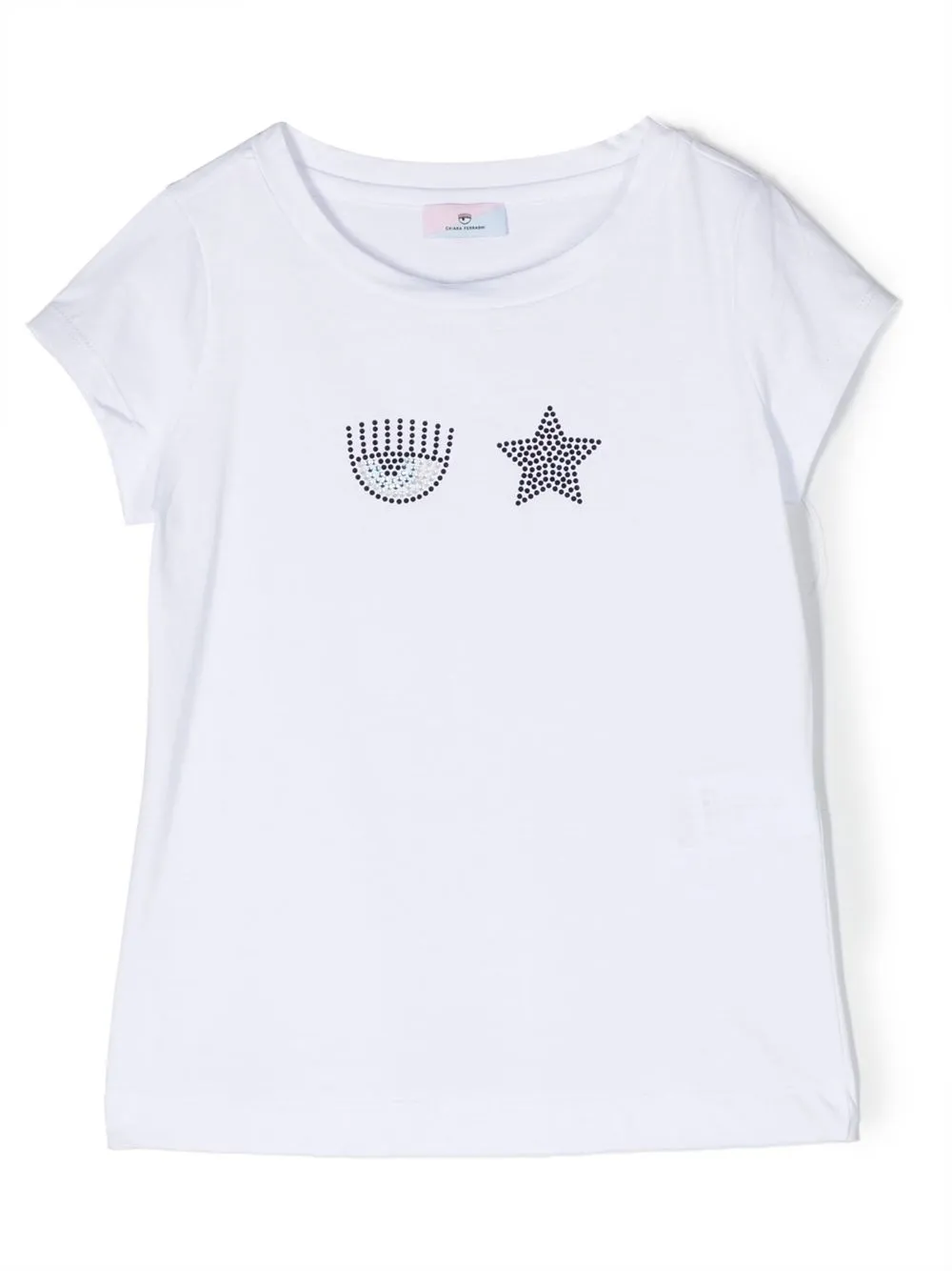 Chiara Ferragni Embellished Cotton T-shirt In Weiss
