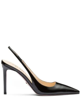 ブラック パテントレザー スリングバックパンプス | PRADA