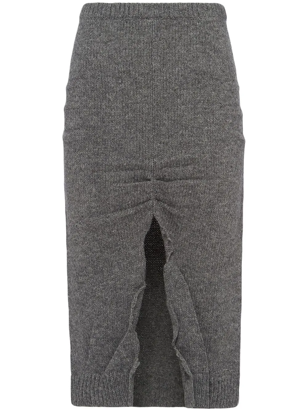 Prada Wool And Cashmere Skirt With Split In Grau